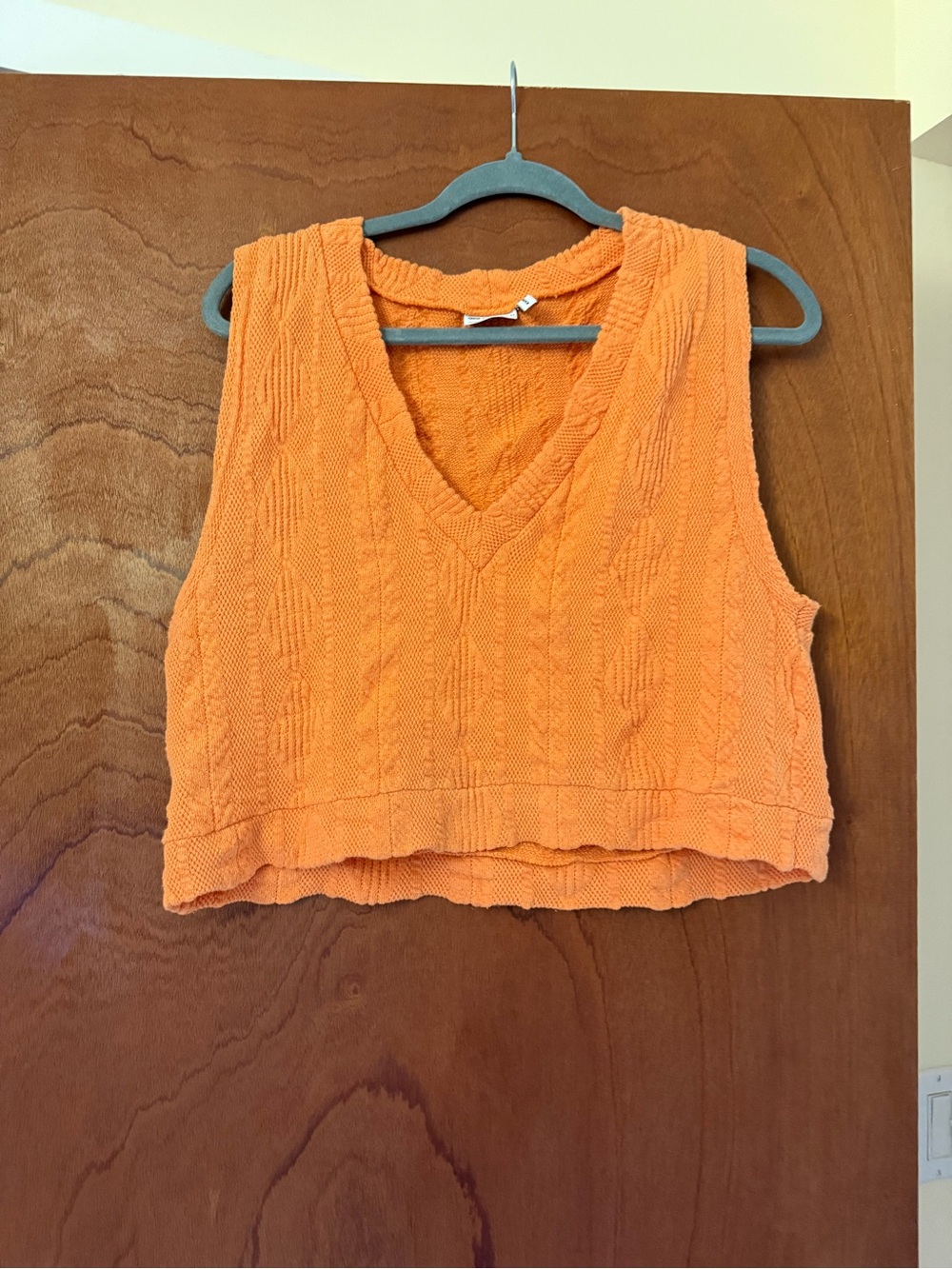ASOS Orange Cable Knit V-Neck Cropped Tank